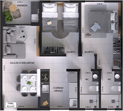 Planta 2 quartos