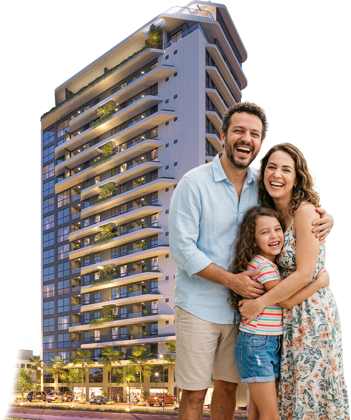 Família em frente ao Concept Garden